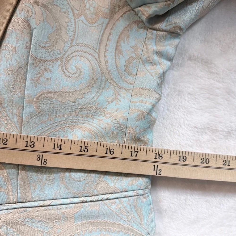 Devils Advocate Mens‎ 38 Blue Gold Paisley Shawl Lapel Tuxedo Blazer Jacket